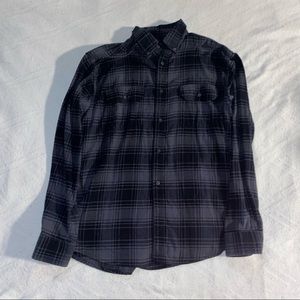 Faded Glory Black/Grey Plaid Button-Up